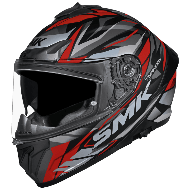 SMK Typhoon Rival Gloss Black Grey Red (GL263) Helmet