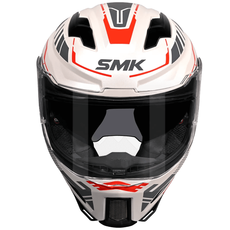 SMK Agnar Tektron Gloss Pearl White Grey Red (GL163) Helmet