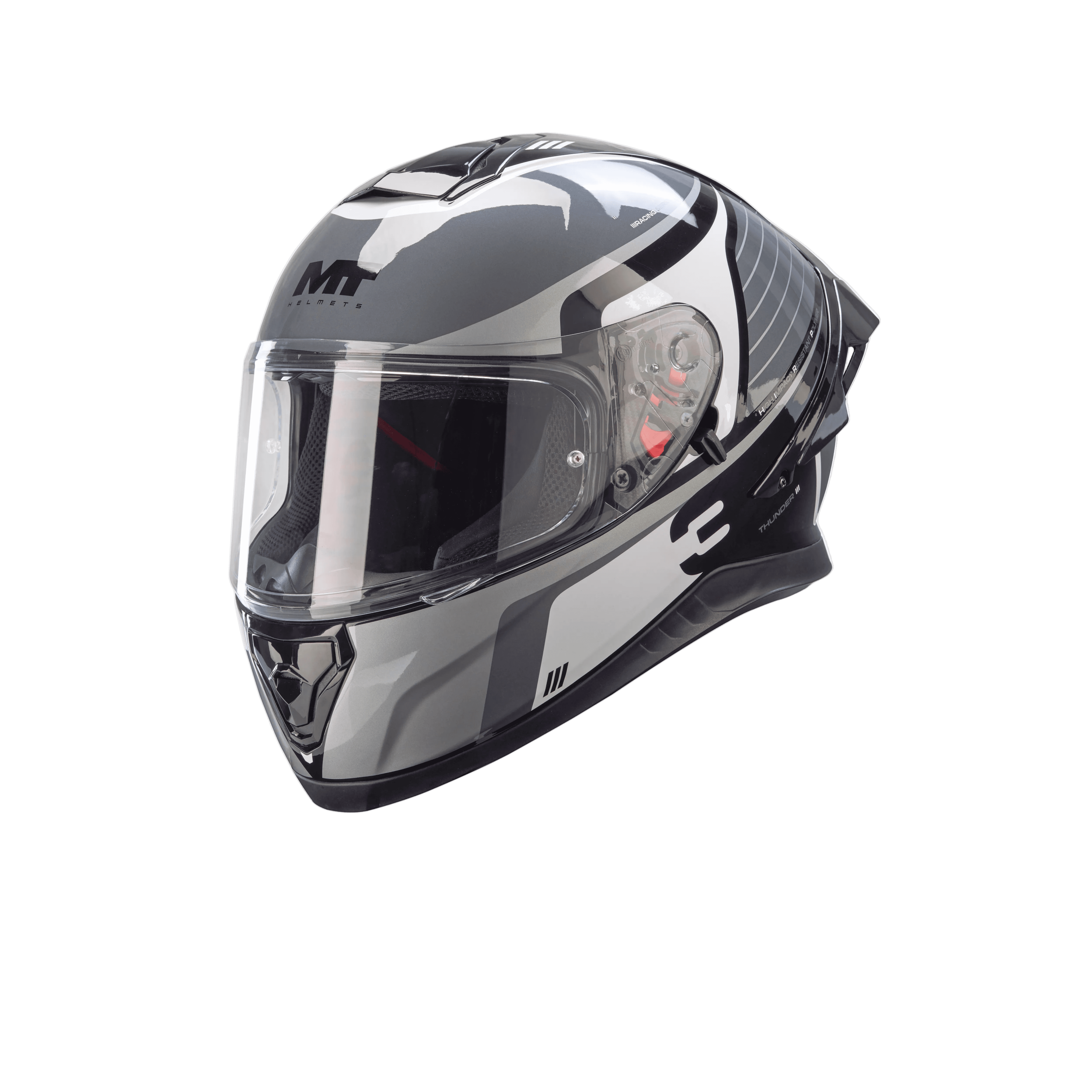 MT Thunder 3 SV Spoiler Breezer B2 Gloss Black White Grey Helmet