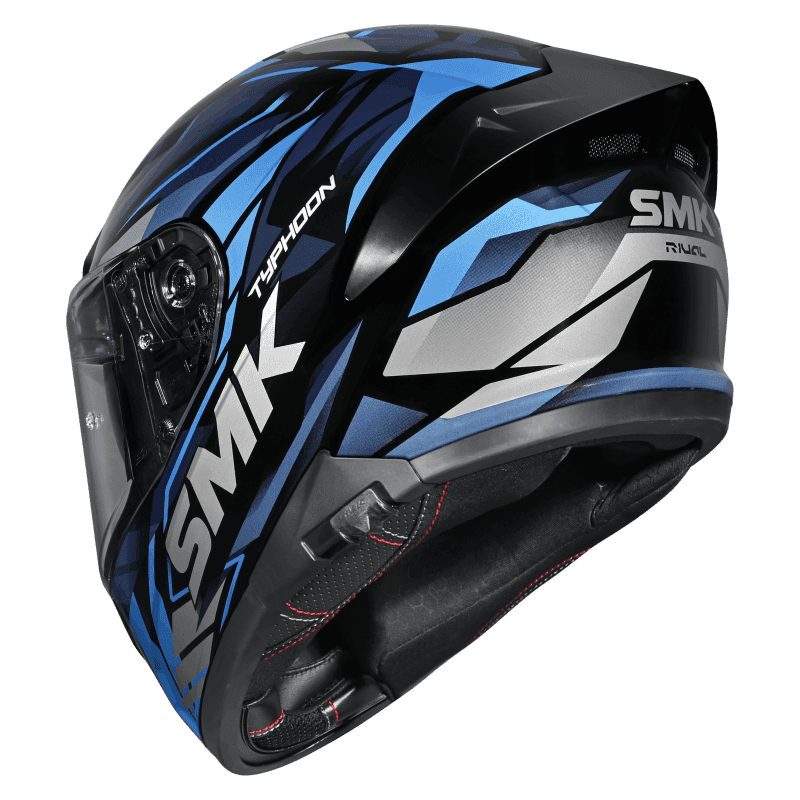 SMK Typhoon Rival Gloss Black Blue Grey (GL256) Helmet