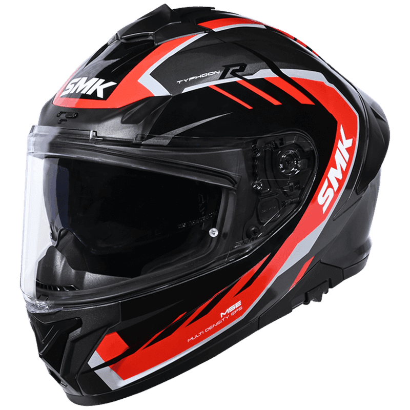 SMK Typhoon Aerot Gloss Grey Red Black (GL632) Helmet