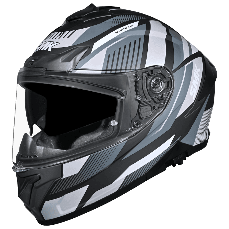 SMK Typhoon Sparko Gloss Black Grey (GL266) Helmet