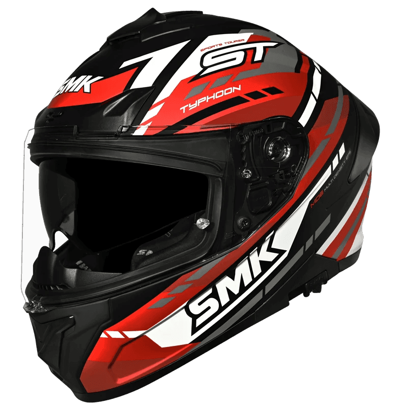 SMK Typhoon Sports Tourer Gloss Black Red White (GL231) Helmet