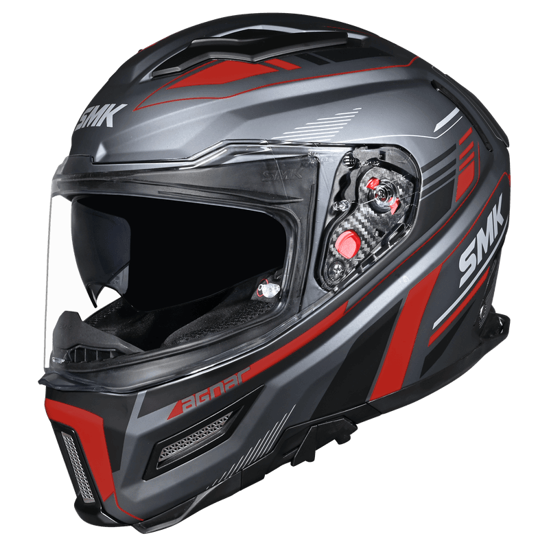 SMK Agnar Revv Gloss Grey Black Red (GL623) Helmet